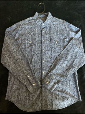 J Campbell Men's Printed Casual Button-Down Shirt in Light Blue